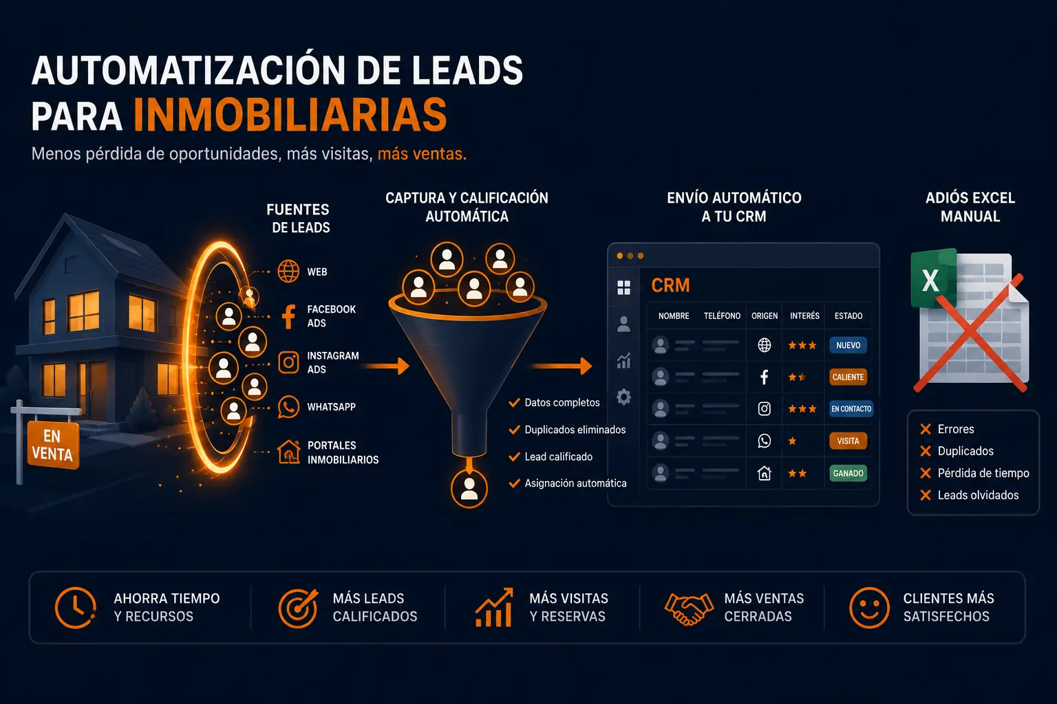 Inmobiliaria gestión de leads sin Excel