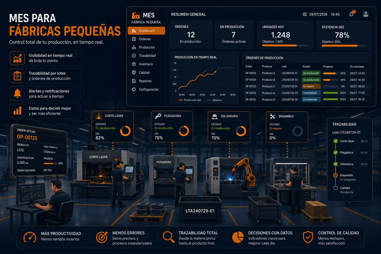 MES sistema para fábrica pequeña