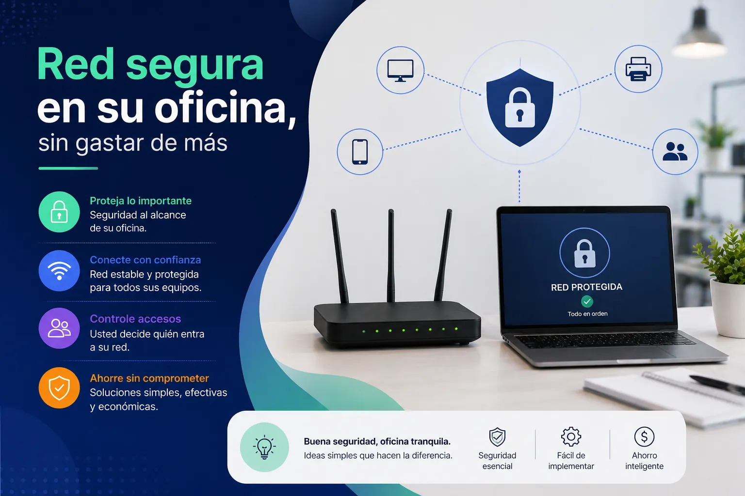 Red segura en su oficina sin gastar demás